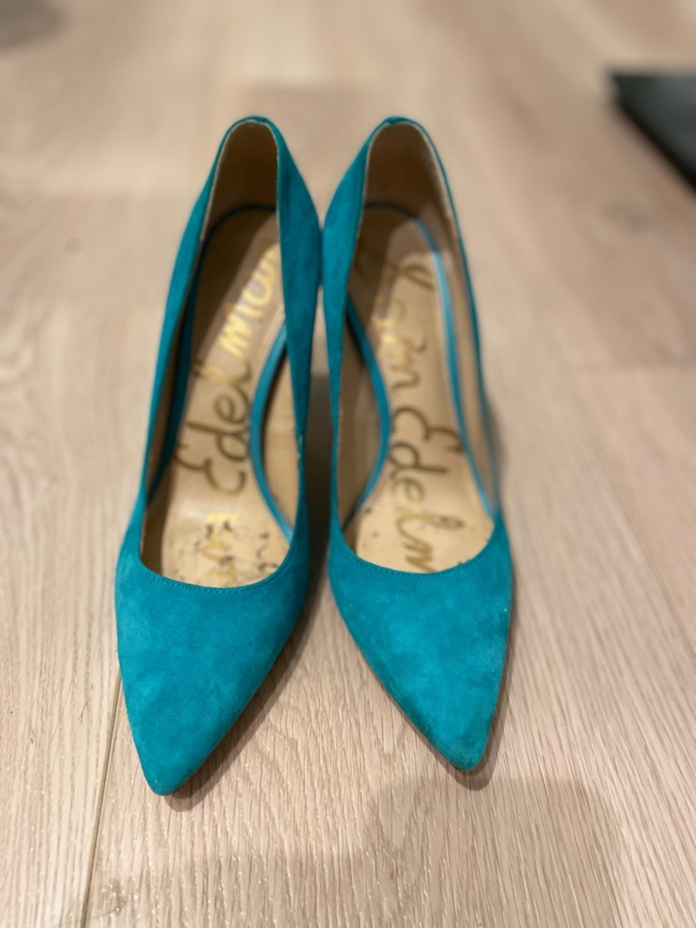 Sam Edelman Teal Suede Pointed-Toe Pumps